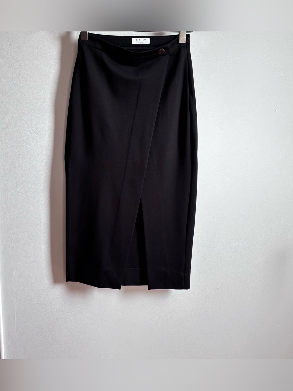 Babaton Black Wrap-Front Pencil Skirt